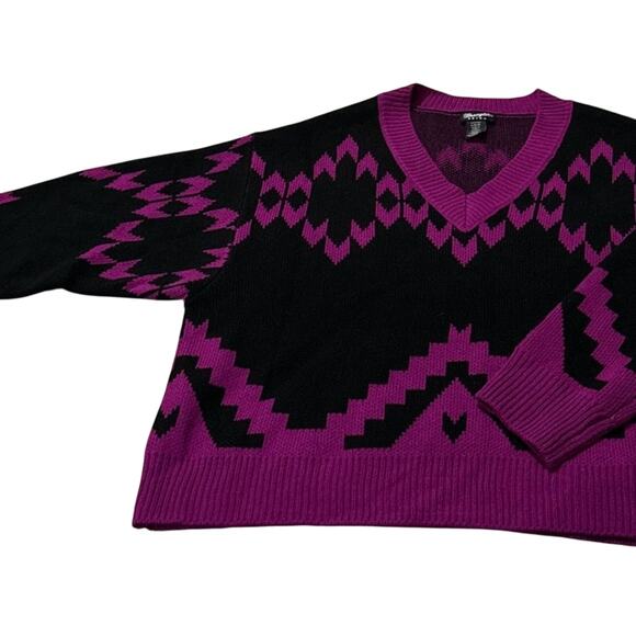 2911 Wrangler Retro Purple and Black, V-neck Sweater Women's Large, loose fit - Picture 3 of 7